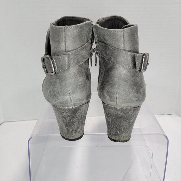 London Fog Martha Womens 9 Grey Wedge Ankle Bootie with Buckle Vegan Casual Boot - Picture 6 of 10